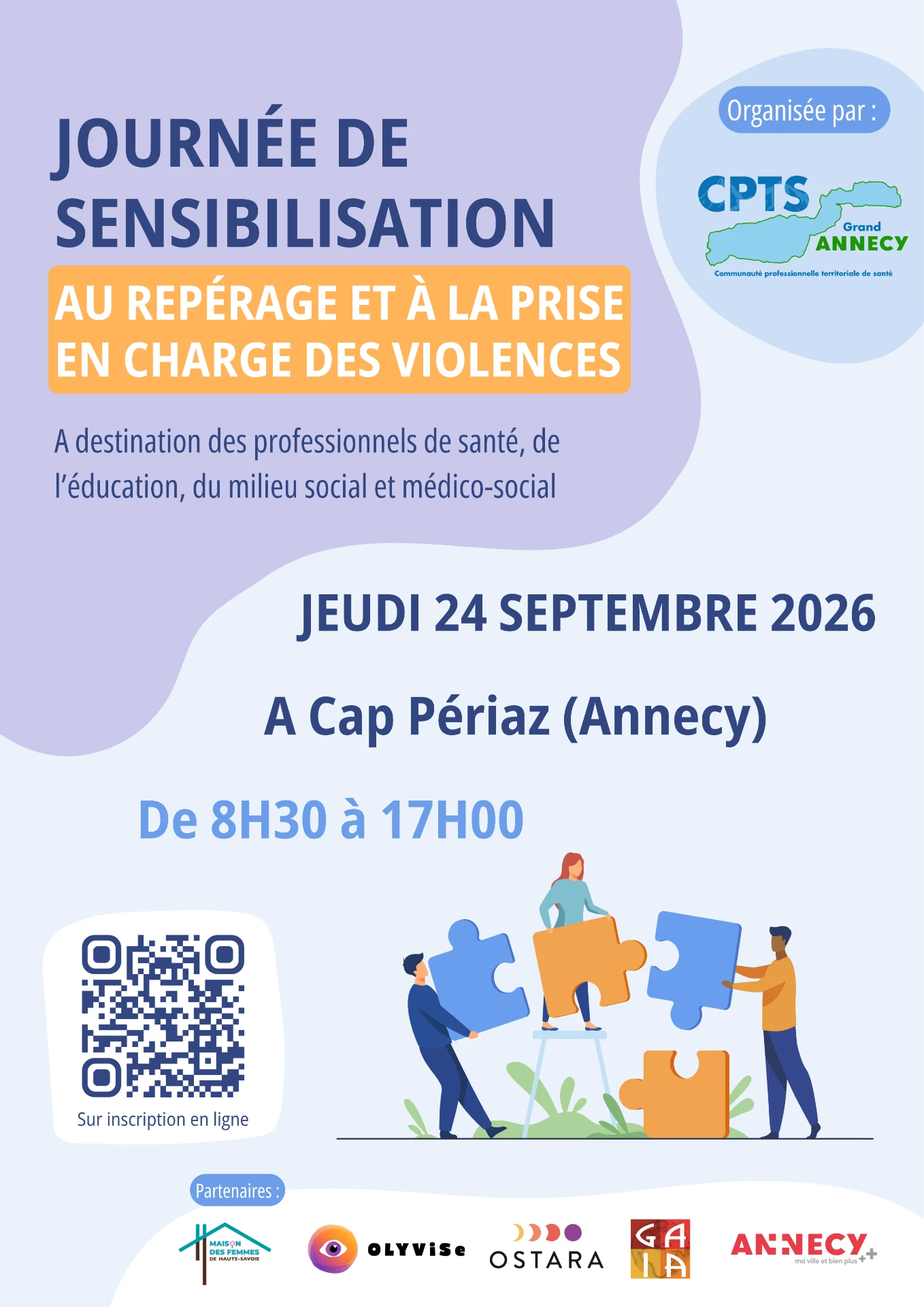 Affiche de la journée de sensibilisation aux violences organisée pour la CPTS du Grand Annecy
