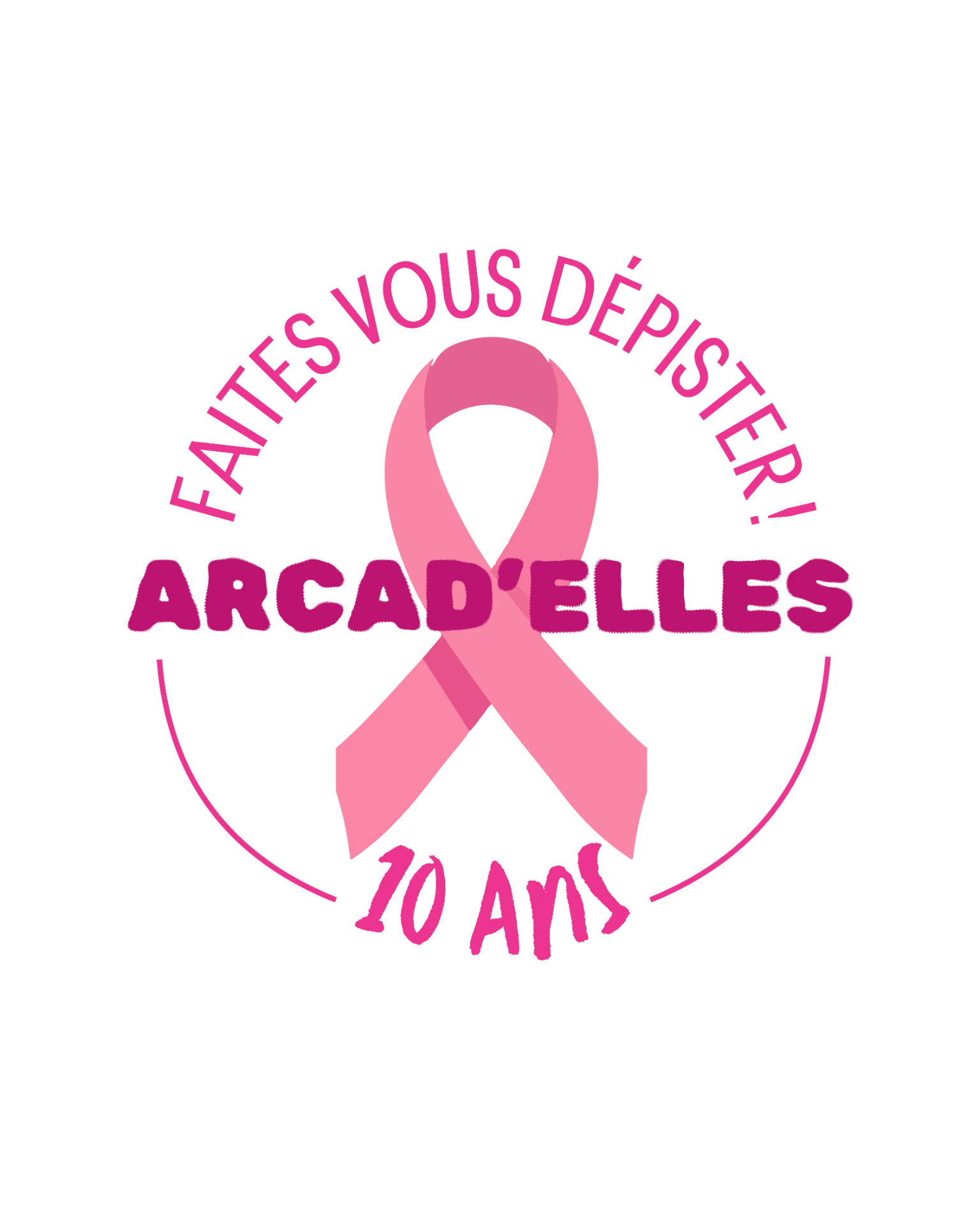 Logo des 10 ans de la course caritative Arcad'elles — faites-vous dépister